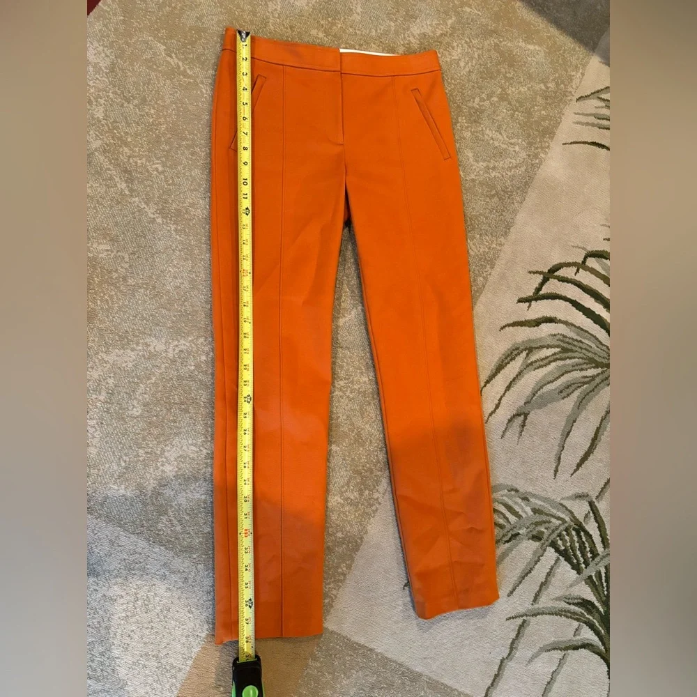 Tory Burch Orange Tailored Ankle Pants Size 4 Slim Leg Cropped Career